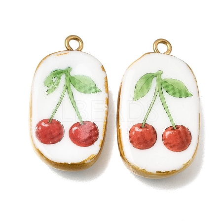 Fruit & Floral & Animals Printed Handmade Porcelain Pendants STAS-Z207-01G-09-1