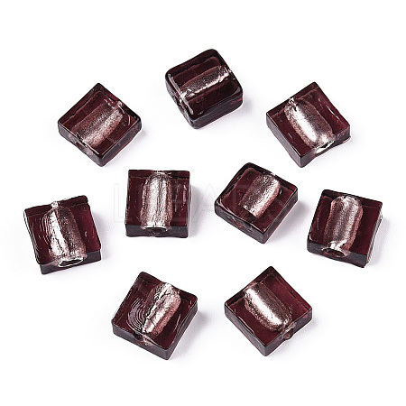 Handmade Silver Foil Lampwork Beads FOIL-S006-12x12mm-05-1
