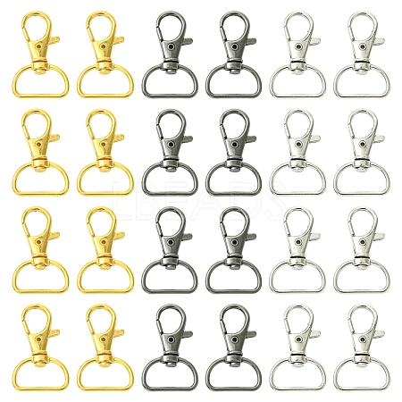 30Pcs 3 Colors Zinc Alloy Swivel D Rings Lobster Claw Clasps FIND-YW0008-62-1