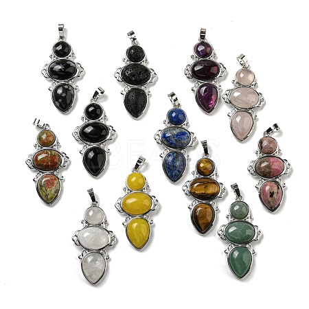 Natural & Synthetic Mixed Gemstone Pendants G-Q158-04-1