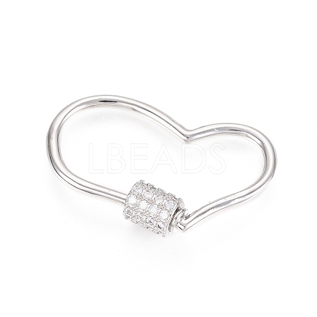 Brass Micro Pave Clear Cubic Zirconia Screw Carabiner Lock Charms ZIRC-L085-05P-1