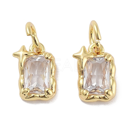 Brass Micro Pave Cubic Zirconia Charms KK-C051-10G-05-1