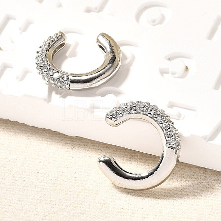 Cubic Zirconia C-Shaped Cuff Earrings EJEW-G295-19P-04-1