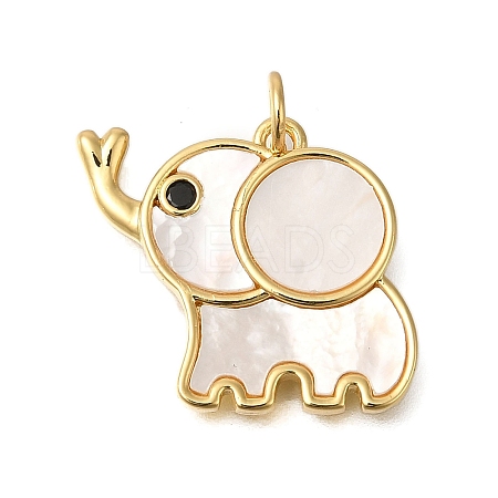 Rack Plating Brass Pave Natural Shell Pendants ZIRC-F142-07G-1