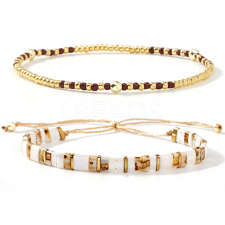 Glass Beaded Stretch Bracelet Sets MD3994-1-1