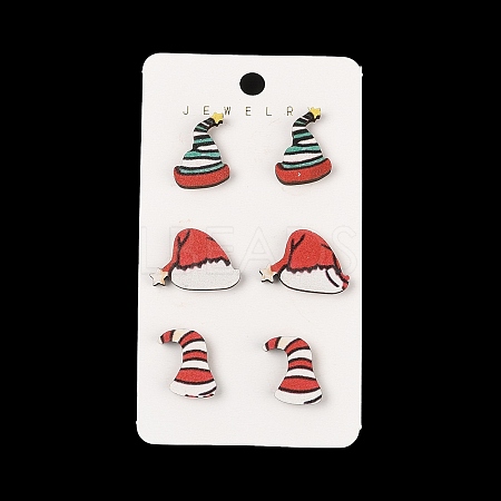 Christmas Theme Stud Earrings Set EJEW-U016-05P-04-1