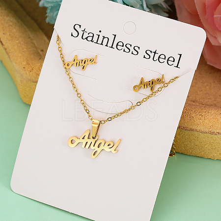 Stainless Steel Pendant Necklace & Stud Earring FS-WGABA87-09-1