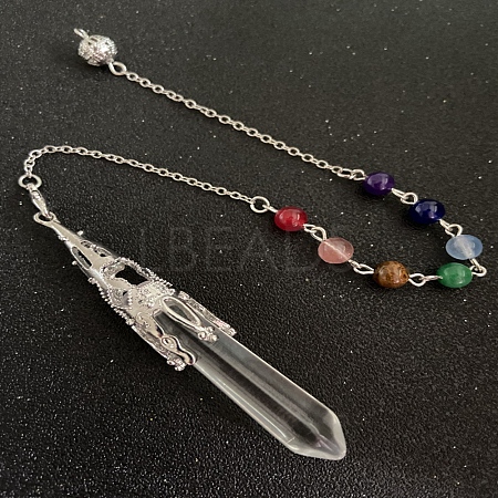Natural Quartz Crystal & Mixed Gemstone Bullet Pointed Dowsing Pendulums CHAK-PW0001-051K-1