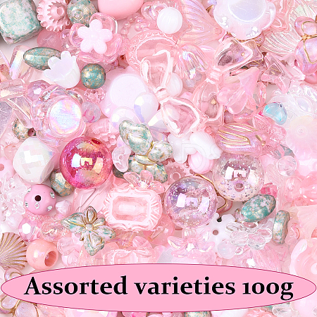 100G 10 Styles Transparent Acrylic Beads OACR-YW0002-65B-1