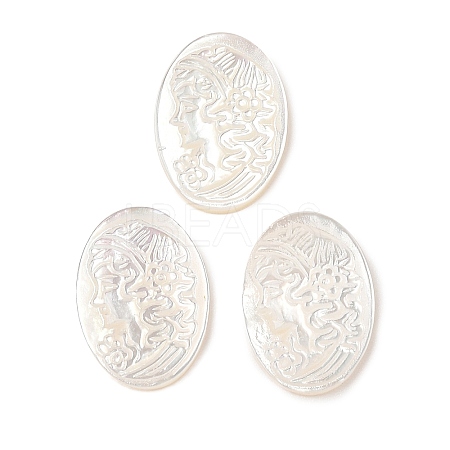 Natural White Shell Carved Cabochons SSHEL-I026-02A-03-1