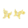 Brass Pave Clear Cubic Zirconia Stud Earring Findings KK-F875-06G-1