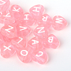 Transparent Acrylic Heart Horizontal Hole Letter Beads TACR-Q101-01A-1