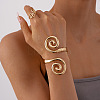 Double Swirl Alloy Cuff Bangles & Cuff Rings Sets FS-WGA6312-01-2