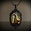 Oval Gothic Alloy Glass Halloween Pendant Necklaces for Women FS-WG73C21-02-1