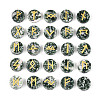 Brass Elder Futhark Alphabet Engraved Symbol Flat Round Natural Green Spot Jasper Rune Stones G-I373-01N-1