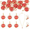 12Pcs Brass & Glass Imitation Cat Eye Round Charms PALLOY-TAC0237-05-1