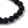 Natural Black Agate(Dyed) & Lava Rock Beaded Stretch Bracelets BJEW-JB05415-01-2