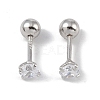 Anti-Tarnish Rhodium Plated 999 Fine Silver Cubic Zirconia Cartilage Earrings for Women EJEW-S215-28P-1