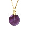 Natural Amethyst Flat Round Perfume Bottle Pendant Necklaces PW-WGD45C6-01-1