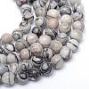 Round Natural Black Silk Stone/Netstone Bead Strands G-R345-6mm-20-1