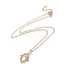 Brass Micro Pave Clear Cubic Zirconia Pendant Necklaces NJEW-R256-12-2