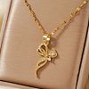 Elegant Brass Pave Clear Cubic Zirconia Bowknot Necklaces for Women NG1085-1-1