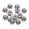 6-Petal Flower Tibetan Silver Bead Caps AA188-4