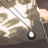Teardrop Alloy Pave White Resin Pendant Double Layer Necklaces for Women FS-WG4C5DE-01-2