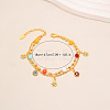 Summer Beach Brass Enamel Evile Eye Daisy Flower Tassel Double Layer Anklets for Women YM0620-4