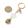 Christmas Theme Glass Seed Beads & Alloy Enamel Charms Keychain KEYC-MZ00008-3