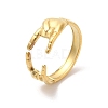 Ion Plating(IP) 304 Stainless Steel Hands Open Cuff Rings for Women RJEW-L107-002G-1