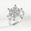 Snowflake 925 Sterling Silver Micro Pave Clear Cubic Zirconia Cuff Spinner Rings WG86A07-01-1