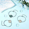 Beebeecraft 5Pcs 304 Stainless Steel Flat Round Cabochon Setting Bracelets DIY-BBC0001-72-4