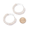 Natural Pearl Wire Wrapped Beaded Hoop Earrings for Women EJEW-JE04758-04-3