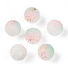 Frosted Baking Paint Crackle Glass Beads with Glitter Powder DGLA-T004-01F-1