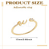 1Pc Letter Brass Rhinestone Open Cuff Rings for Women AJEW-LP0004-47W-G-2