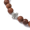 2Pcs 2 Styles Natural Lava Rock & Wood Round Beaded Stretch Bracelets Sets for Men Women BJEW-JB12352-5