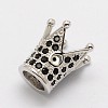 Crown Brass Micro Pave Cubic Zirconia Beads ZIRC-P013-02-FF-3