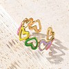 Heart 304 Stainless Steel Enamel Open Cuff Rings for Women RJEW-U034-01G-01-3