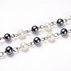 Glass Pearl Round Beads Chains for Necklaces Bracelets Making AJEW-JB00112-04-1
