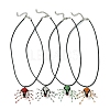 Braided Glass Seed Bead Spider Pendant Necklaces NJEW-MZ00036-1