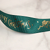 25 Yards Flat Christmas Bell Printed Polyester Grosgrain Ribbons XMAS-PW0001-182B-1
