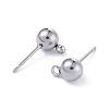 304 Stainless Steel Ball Post Stud Earring Findings STAS-Z035-01P-A-2