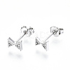 Brass Micro Pave Clear Cubic Zirconia Stud Earrings EJEW-T046-32P-NF-1