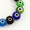 Flat Round Handmade Evil Eye Lampwork Beads X-LAMP-R116-06-1