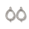 Teardrop Brass Micro Pave Clear Cubic Zirconia Connector Cabochon Settings KK-NH0007-01P-1