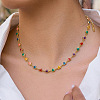 Heart 304 Stainless Steel Enamel Link Chain Necklace for Women AZ3410-6-1