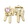 Glass Heart Key Pendants PALLOY-E024-29LG-02-1