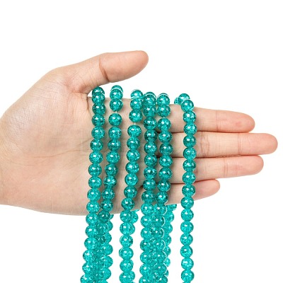 Spray Painted Crackle Glass Beads Strands CCG-Q001-8mm-15-1