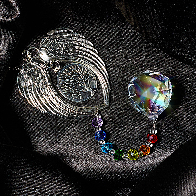 1Pc Heat Transfer Alloy Angel Wing Hanging Ornaments HJEW-BBC0001-15-1